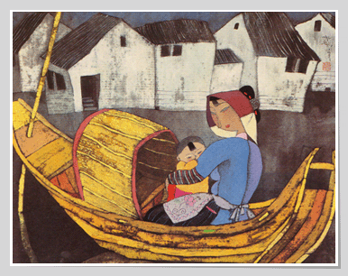 Mother and Son in a Sampan